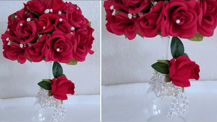 DOLLAR TREE WINE GLASS CENTERPIECE | LUXURY WEDDING DECOR | INEXPENSIVE DIY 2019