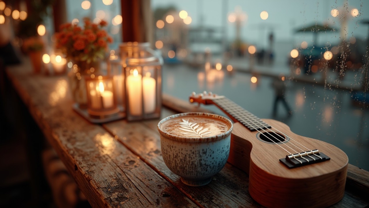 Уютная атмосфера кофейни Расслабляющая джазовая гитара для учебы и ночи