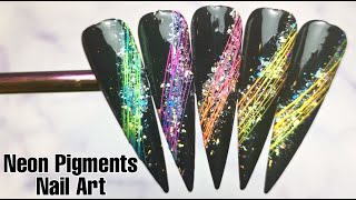 NAIL ART: Spider Gel and Neon Pigments Nail Design