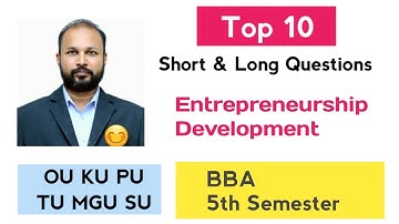 TOP 10 Ondernemerschapsontwikkeling Korte & Lange Belangrijke Vragen 2025-26 BBA 5e V Sem Imp OU KU