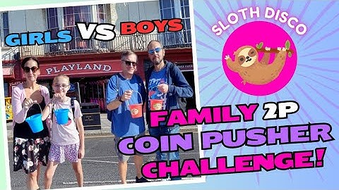 Girls vs Boys 2p Coin Pusher Challenge