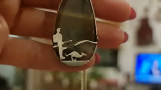 necklace with jade stone and silver metal, which has drawn thedesignofhuntingwithPersian greyhound. by Persian greyhound Saluki 5 views 3 months ago 18 seconds