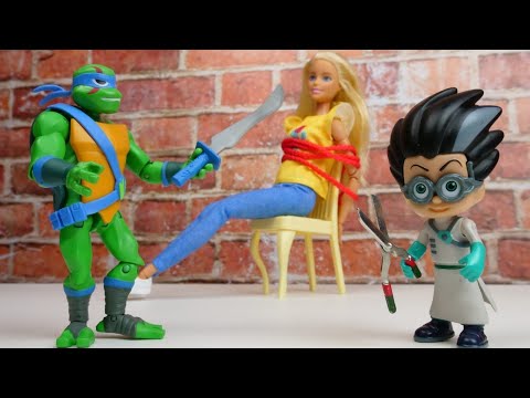 Barbie ile Ninja Kaplumbağalar süper kahramanlar kurtarma oyunları. Erkek çocuk videoları