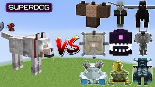 : SuperDog vs All Minecraft Bosses,Wither Storm,Warden,Barako,SuperCat,Ferrous - Minecraft Mob Battle