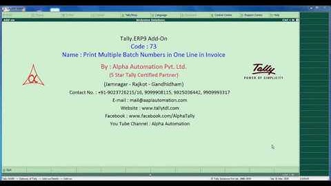 Tally Add On : Print Multiple Batch Numbers in One Line in Invoice in Tally.ERP9 software.