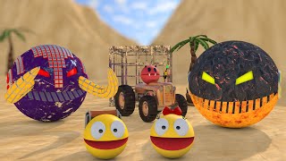 Pacman vs Mini Boss Pacman & Lava Robot & Mammoth Robot Monsters