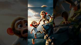 He Almost Fell… But His Friend Saved Him 🐒❤️ #shorts #money #save