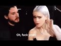 جون سنو وكاليسى  بيهزرو  kit harington  and emiliaclarke speaking about The Boat