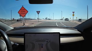 Tesla FSD 12.3.4 does a good job with roundabouts in Mesa