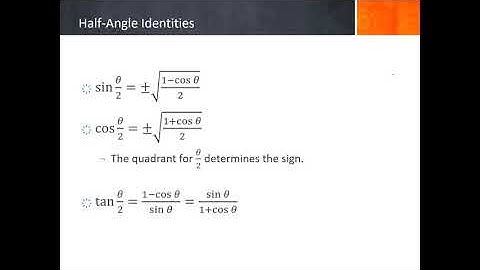 Double-Angle, Half-Angle and Reduction Identities