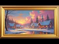 Winter Sunrise Christmas Morning, Vintage Impressionist Oil Painting | Framed TV Art Screensaver