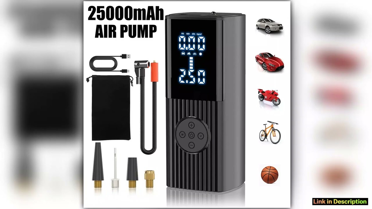 25000mAh Car Air Compressor Portable Tire Air Pump 150PSI LCD Digital Display Electric Airpump with