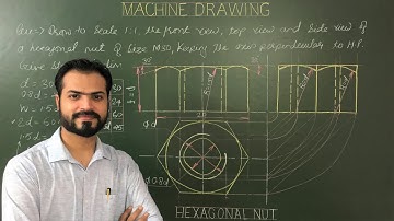 Hexagonal Nut (Three Views) in Machine Drawing (Part-13)