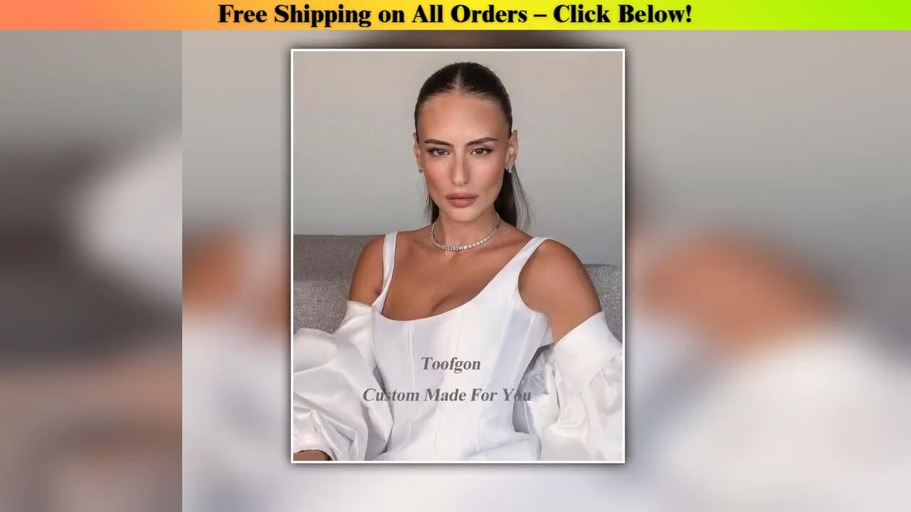 Toofgon 2 Pieces Satin Mini Bride Dress For Wedding Long Sleeves Wrap Formal Bridal Gowns Scoop