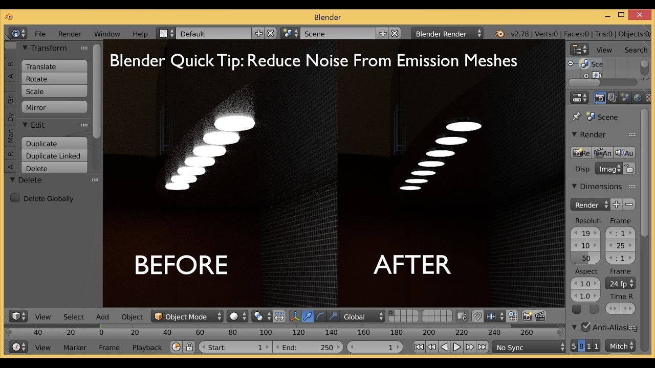 Blender Quick Tip How To Reduce Noise When Using A Mesh As A Light