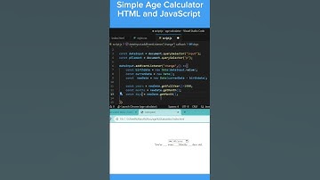 Simple Age Calculator in Html and JavaScript #shorts #codingabel#coding #htmlcssjavascript