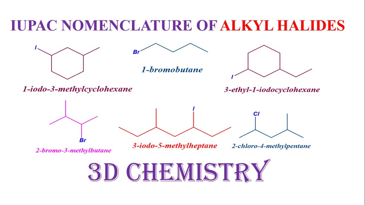 iupac nomenclature of Alkyl halides || Organic Chemistry || 3D ...