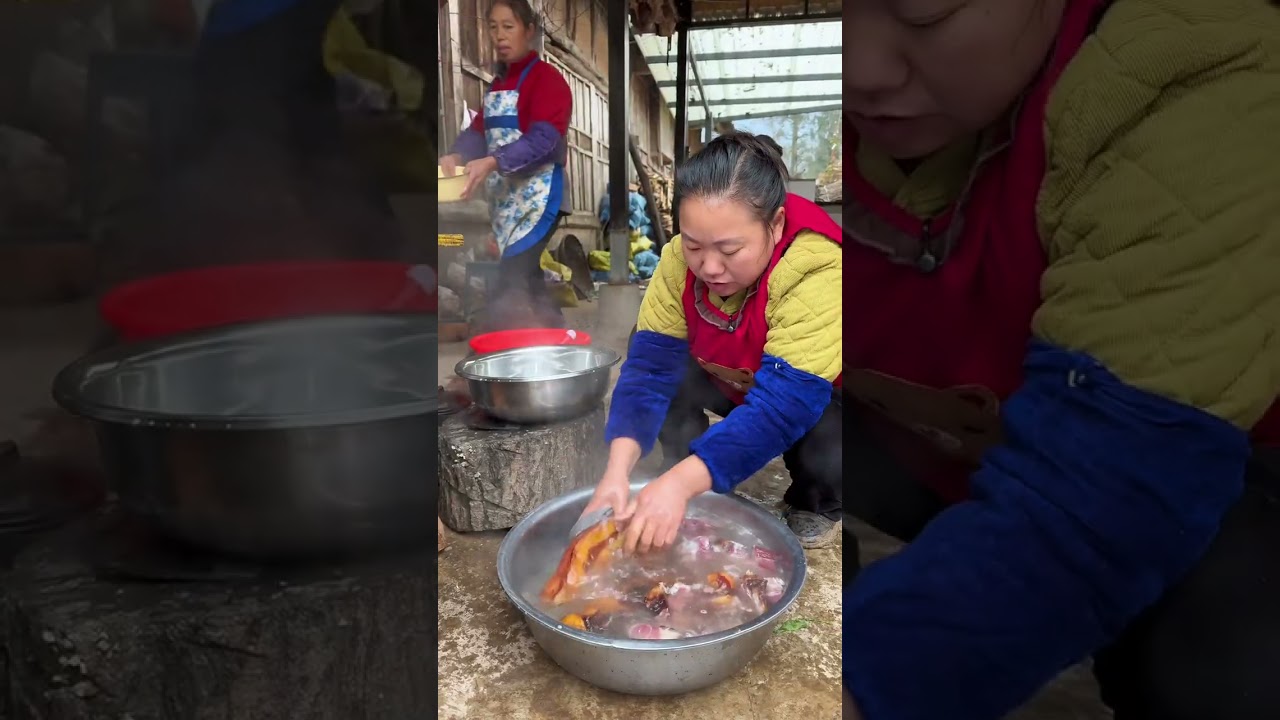 在农村每天都是忙忙碌碌的一天，今天在来做个腊骨头炖干竹笋。