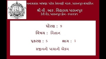 9 SCIENCE | CHAPTER 5 | PART 1 | ધોરણ 9 વિજ્ઞાન | પ્રકરણ 5 | ભાગ 1 સજીવનો પાયાનો એકમ