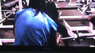 Fitness Model Diana Chaloux Wrist Curls With Professional Wrestler Mark Von Erich