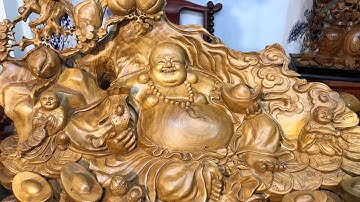 Di lặc ngồi gốc đào đục tam phúc gỗ xá xị cực thơm Lh 0966336318