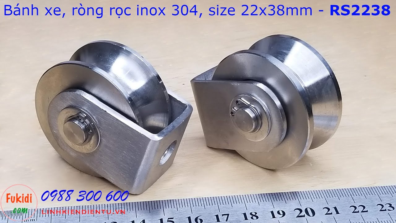 Ròng rọc, bánh xe cửa cổng, bánh xe định hướng inox 304 size 22x48mm ...