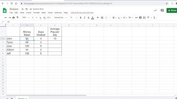 Using Division formula in Google Sheets