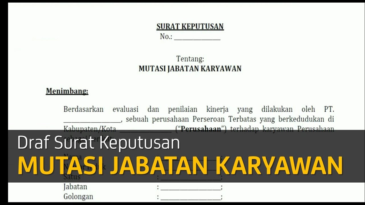 Surat Keputusan Mutasi Jabatan Karyawan