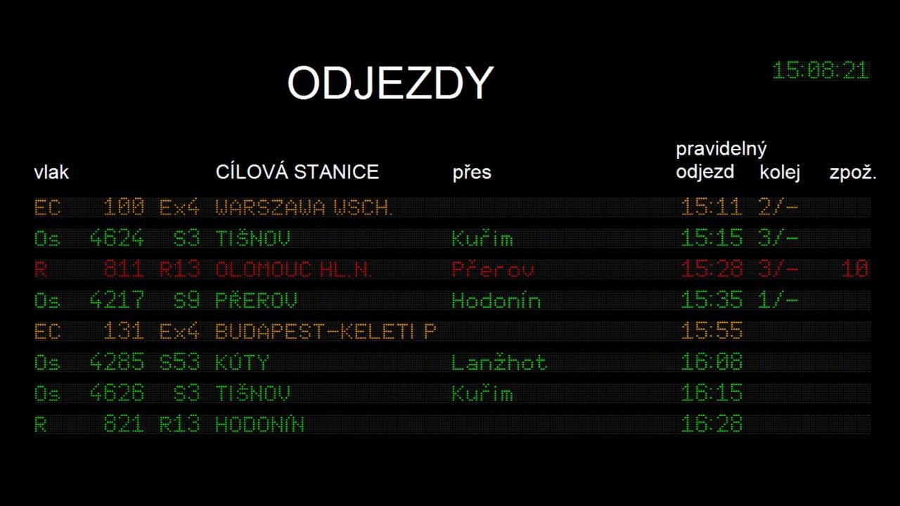 Hlášení Vlaků Břeclav | INISS + INFORMAČNÍ TABULE