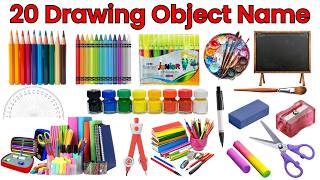20 Drawing Objects Names ✏️| 20 ड्रॉइंग के सामान के नाम  | Learn Drawing Objects Names in English |