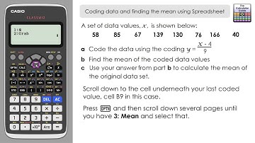 Coding Data & Finding Mean Using Spreadsheet on Casio Classwiz fx-991EX fx-570EX