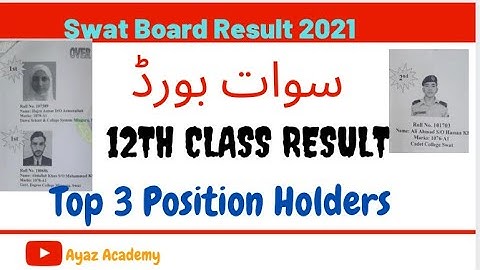 12th Class Result Swat Board 2021 | Top 3 Position Holders