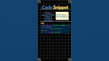 Code Snippet 1 : Even or Odd | Computer Science | CBSE | Class 11 12 | if elif else |