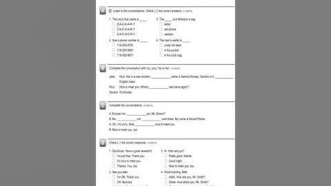 Interchange Fifth Edition Intro Level Assessment Written Quiz Unit1-2