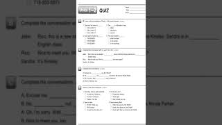 Interchange Fifth Edition Intro Level Assessment Written Quiz Unit1-2