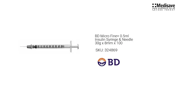 BD Micro Fine 0 5ml Insulin Syringe Needle 30g x 8mm x 100 324869