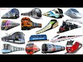 Trains name sounds  learning types of trains  railway vehicles  trains and subways