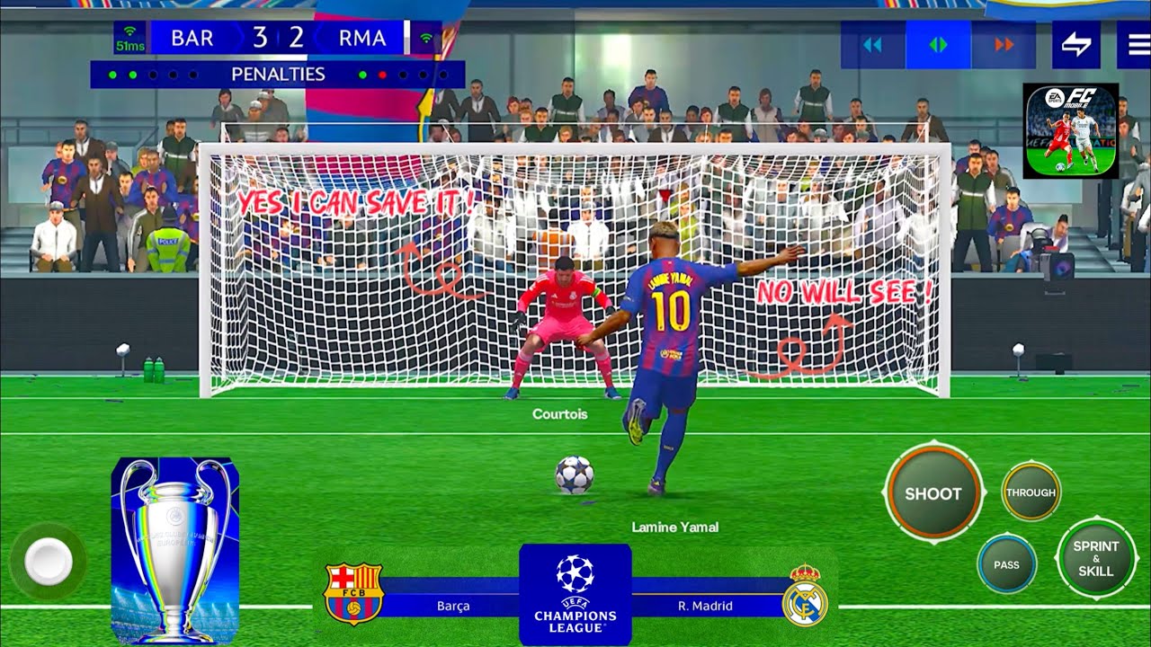 Fc Mobile UCL Penalty Shootout Online Match #2 FC Barcelona Vs Real ...