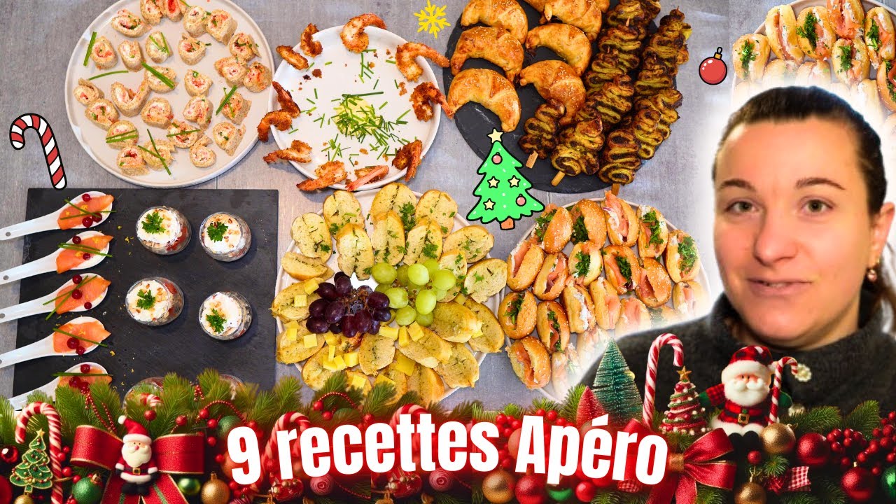9 Recettes Apéro de Noël🎄Buffet Festif Facile Idées Rapides pour les Fêtes !