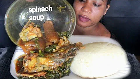 AFRICA FOOD MUKBANG ASMR/ SPINACH SOUP And FUFU MUKBANG