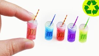 DIY | Make Mini Drinks & Shakes - Easy Doll House Miniature Crafts Materials: - Plastic cap - Googly eye - Paper clip - Image from 