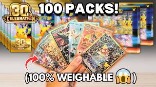 I Opened & Weighed 100x Packs of Pokemon 30th Anniversary! (Simplified Chinese)