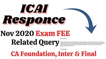Exam FEE Related Doubt Clarification by ICAI for Nov 2020 Exams || CA Foundation, Inter & Final