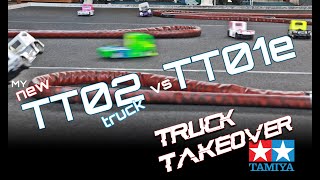 My New Tamiya TT02 truck against old TT01e trucks