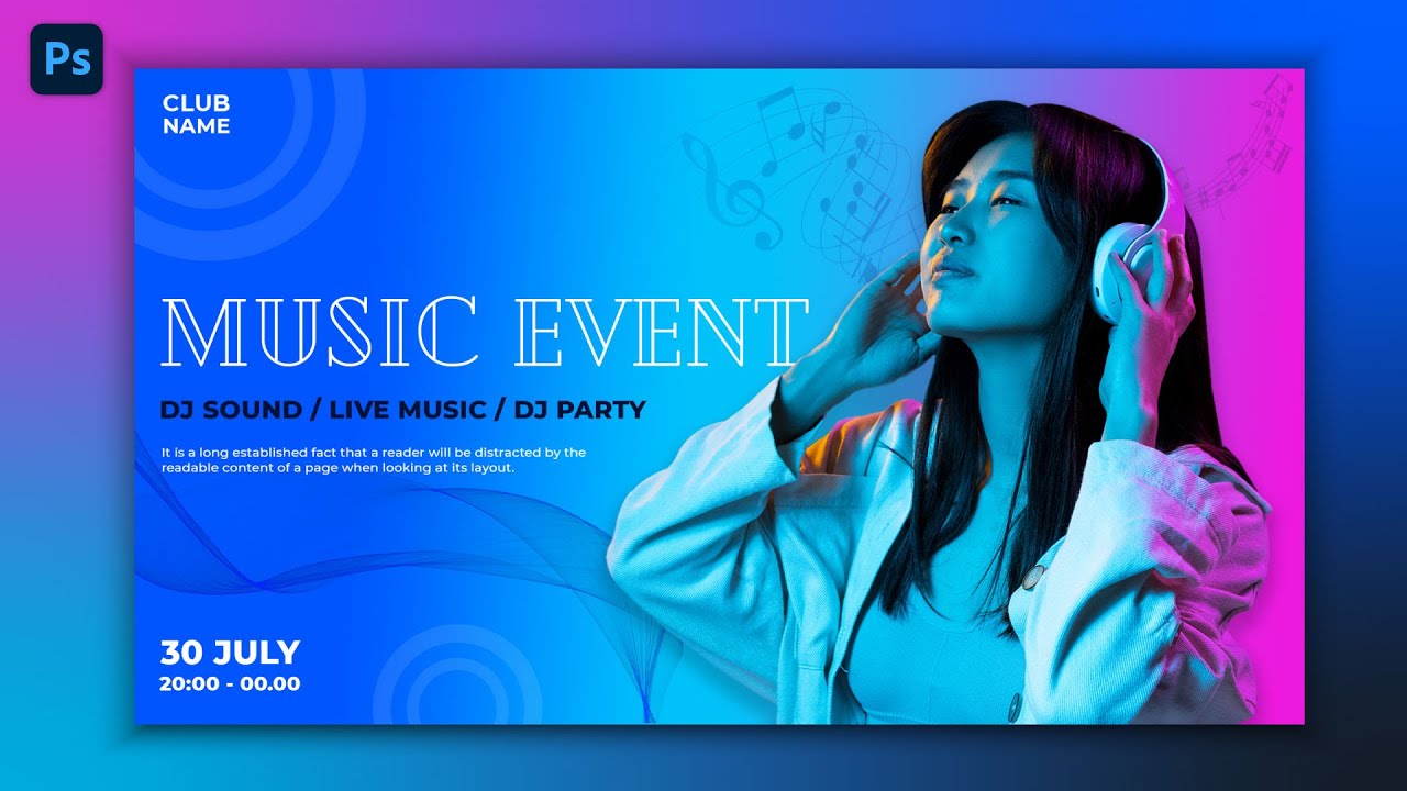 Music Banner Design for Social Media in Photoshop