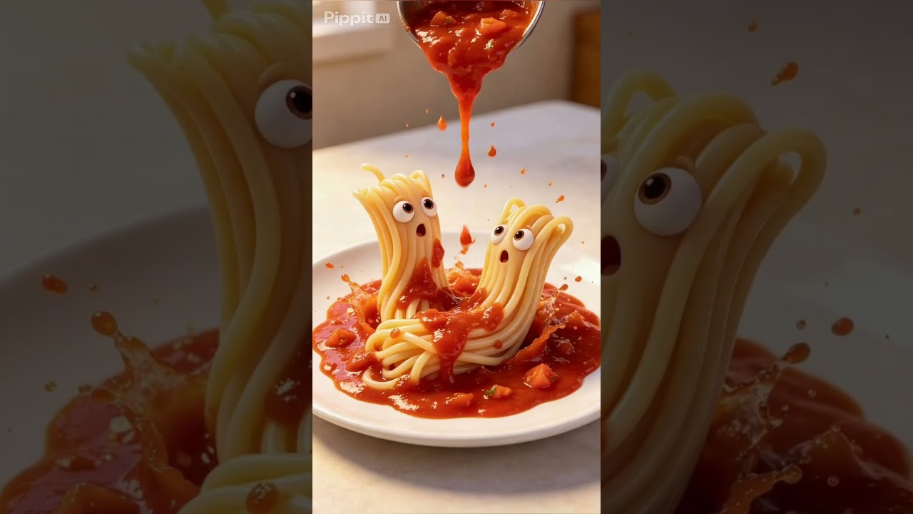 🍝 El Espagueti con Antojo de Salsa 😂 #chistecorto