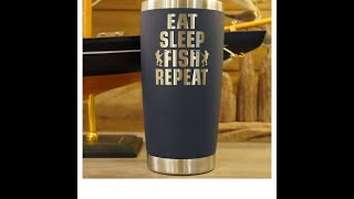 Eat, Sleep, Fish, Repeat - Insulated Laser Etched Tumbler with Lid - Gift for Him, Gift for Boyfr...