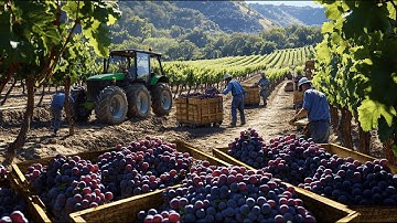 How Million Tons of Grapes Are Turned Into Wine In Mega Factory – Amazing Grape Farming