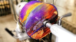 Wood Turning a Epoxy Resin Bowl - Multi Color
