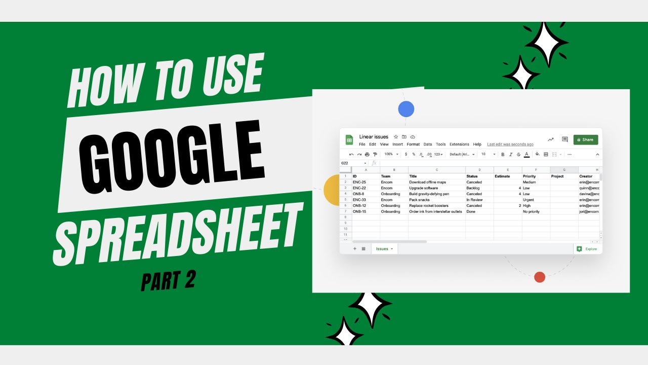 How To Use Google Sheet | Google Spreadsheet | Part 2 - YouTube
